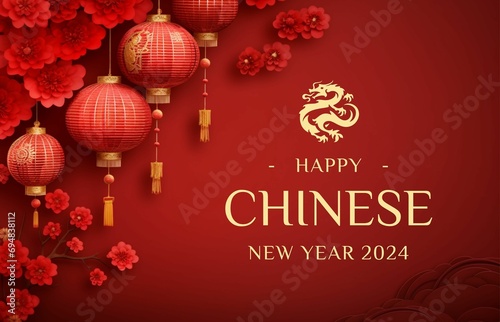 happy chinese new year wishing card and social media post background  