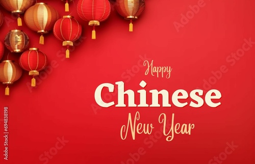 happy chinese new year wishing card and social media post background  