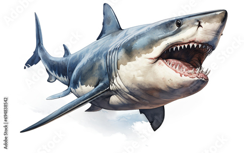 Megalodon shark isolated on transparent background.