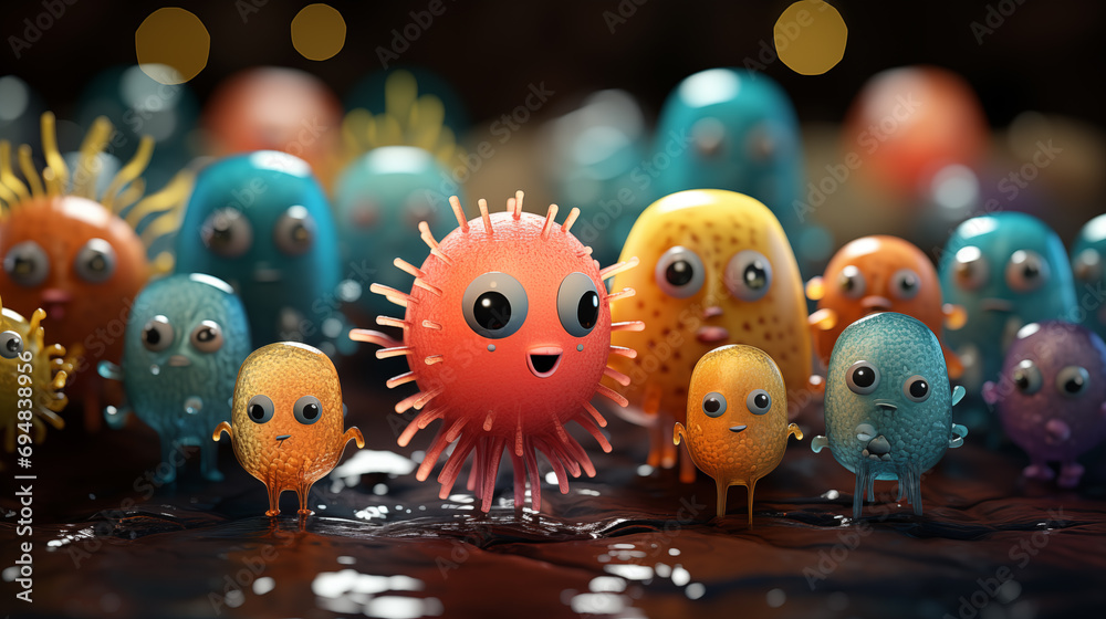 ball with microbes in human hands ball with microbes in human hands