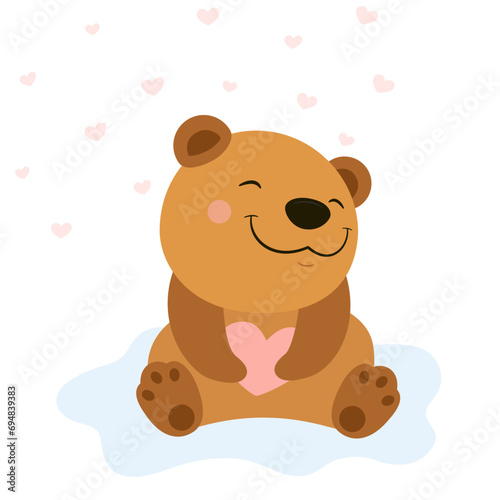 Cute bear with pink heart