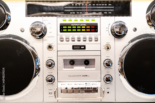 Retro cassette player with colorful display photo