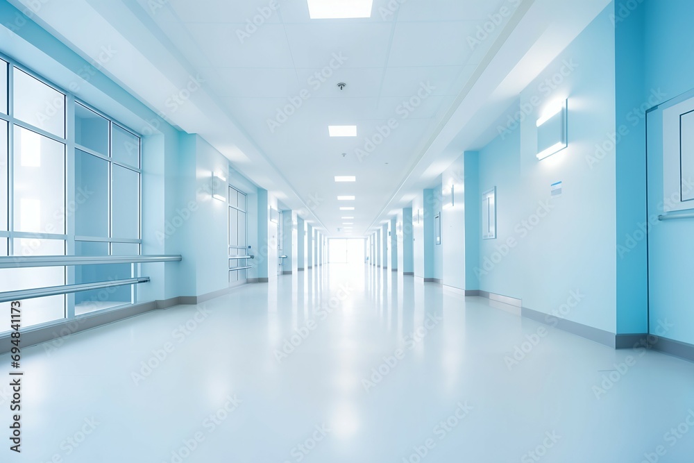 Bright and Sterile Hospital Corridor with a Modern Clinical Atmosphere, healthcare systems, backdrop for emergency preparedness guides