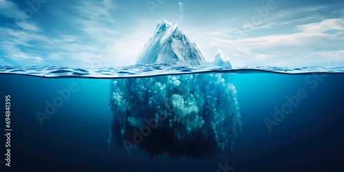 Iceberg, global warming concept. Underwater view