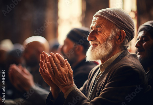 Generative AI image of Devotion during Ramadan prayers photo