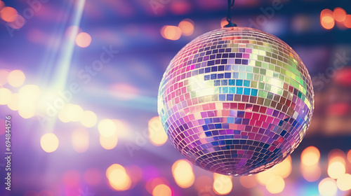 Disco ball with colorful bokeh