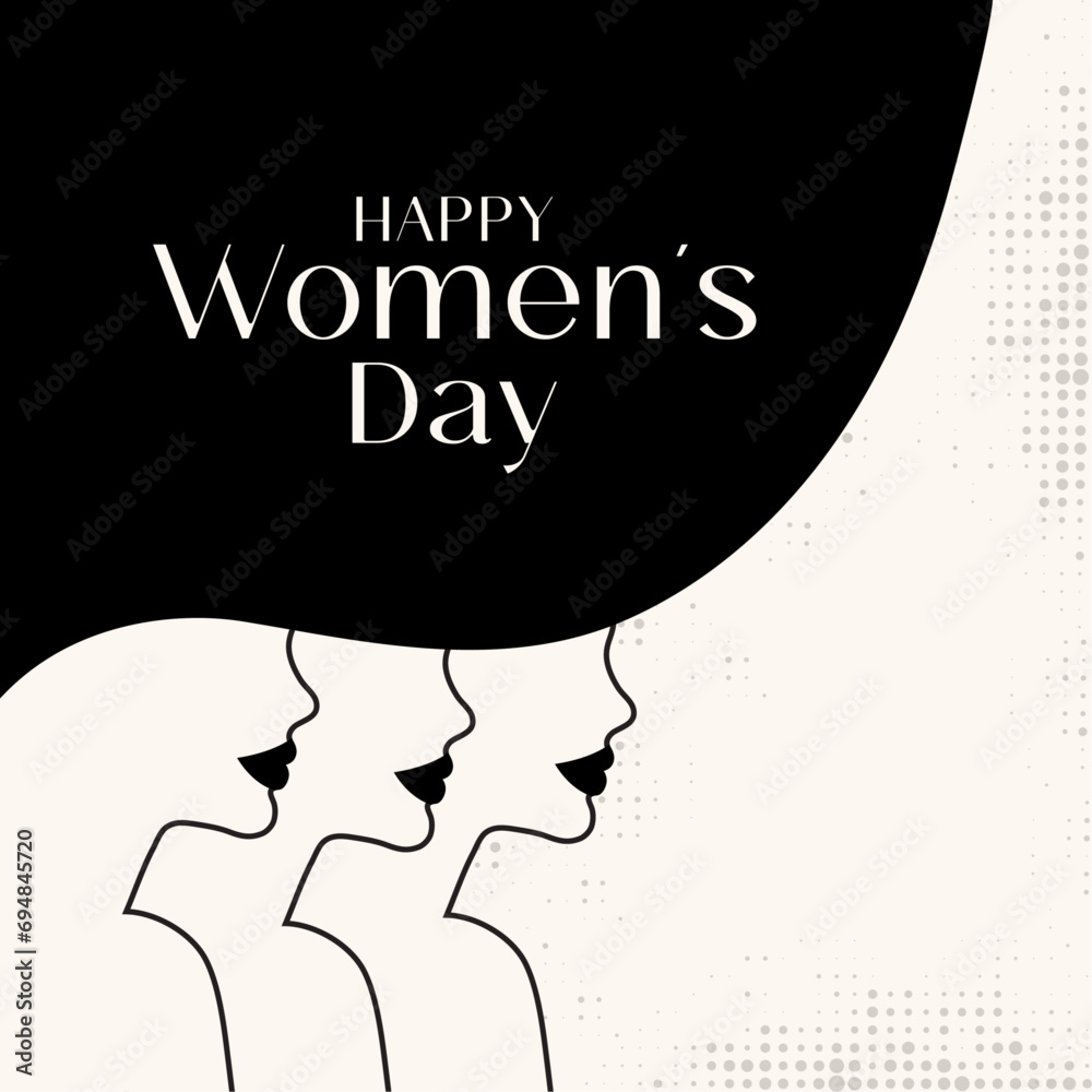 Happy Women's Day banner. The banner is excellent for social media posts, cards, brochures, flyers, and advertising poster templates. 