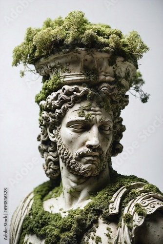 Greek Statue with Moss, Symbolizing Ancient Wisdom's Bond with Nature's Passage © Денис Богдан