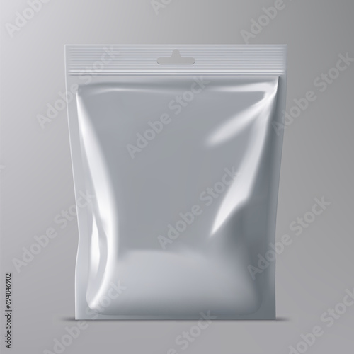 White Blank Plastic Sachet Bag With Hang Slot