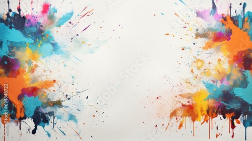 A blank canvas with vibrant paint splatters, representing the freedom to create one's own self-image,[self-acceptance]