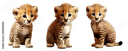 Set of baby cute leopard standing isolated on transparent or white background photo