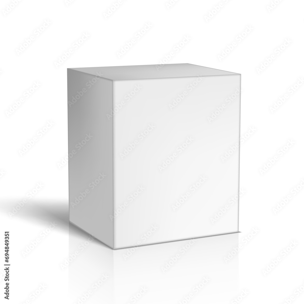 Realistic White Cardboard Box On White Back Realistic White Cardboard Box On White Back