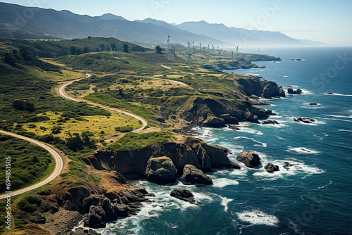 Generative AI image of a scenic coastal landscape photo