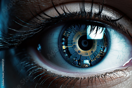 Generative AI image of Cybernetic Eye Close-up photo