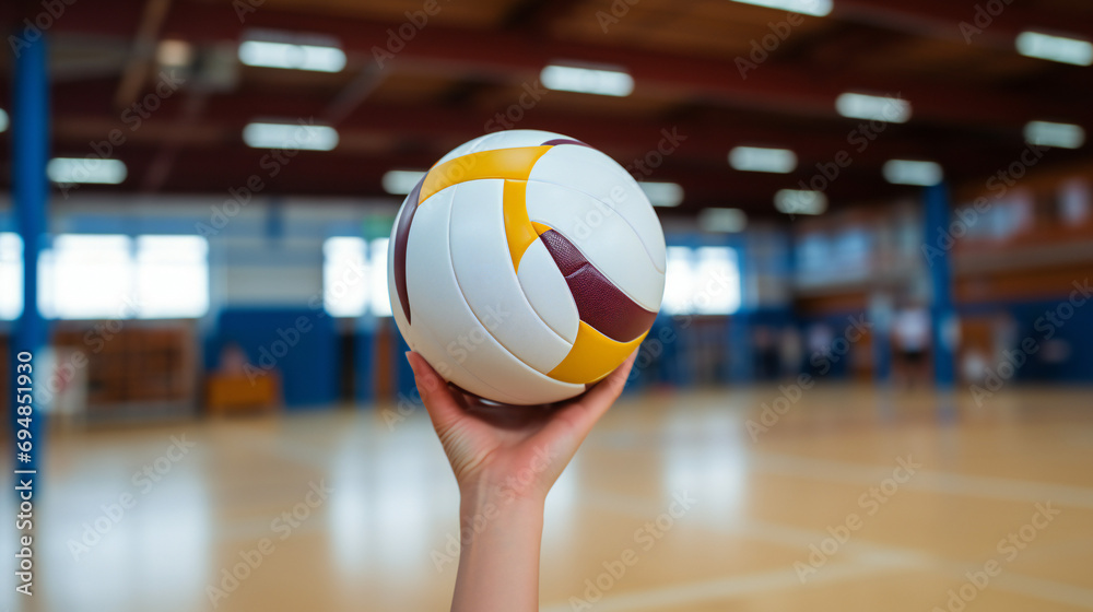 A Person Holding A Volleyball Ball In The Hand