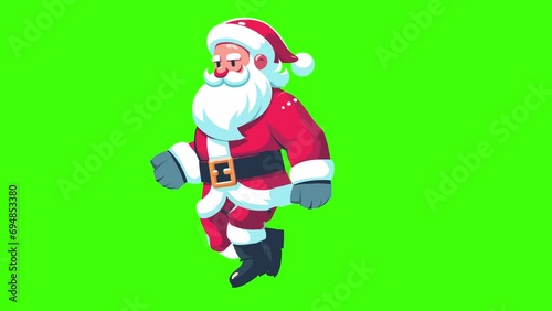 Santa Claus Running Animation On Green Screen 4k Quality