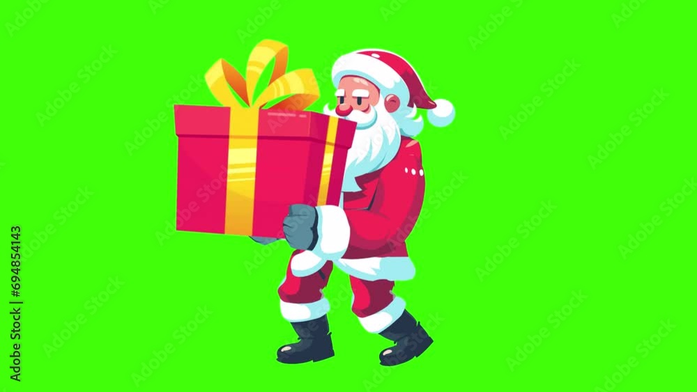Santa Claus Walking Animation With Gift Box On Green Screen 4k Quality Santa Claus Walking Animation With Gift Box On Green Screen 4k Quality
