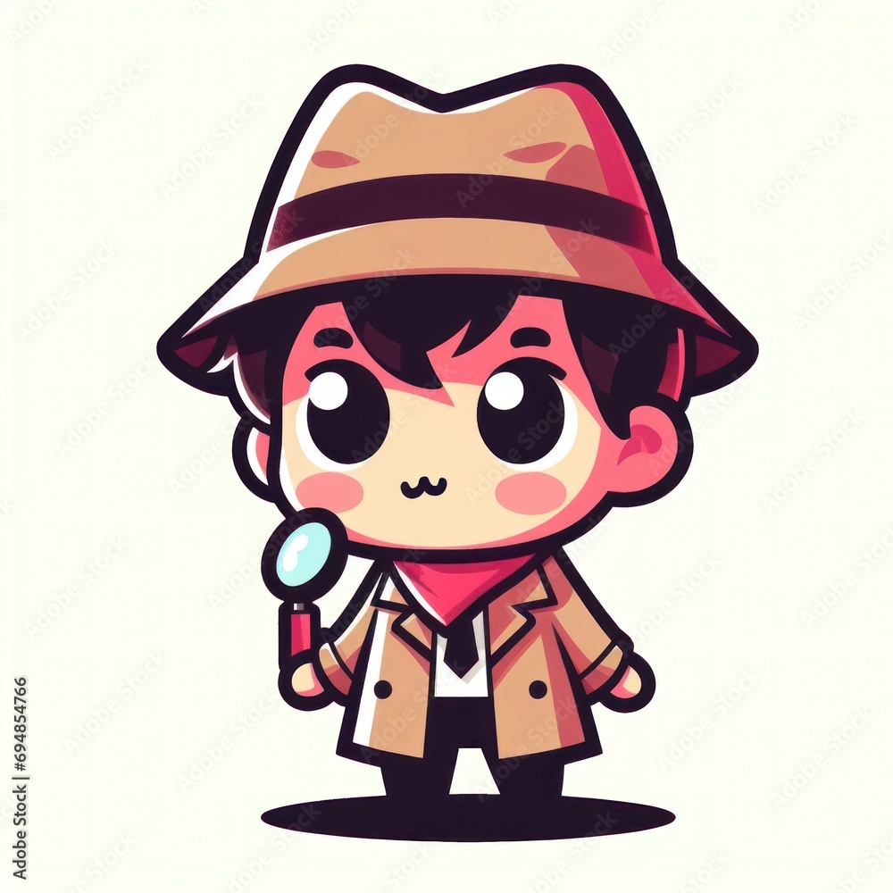 cute detective illustration for kids, ai generate