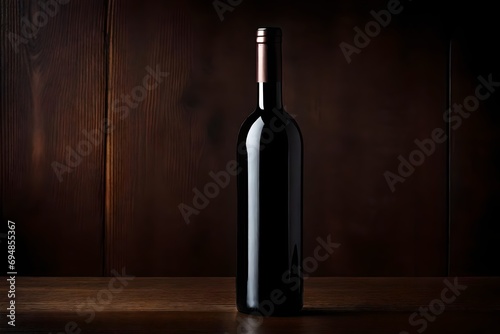 wine bottle presentation mockup , bottle of wine on minimal marble background , advertising template