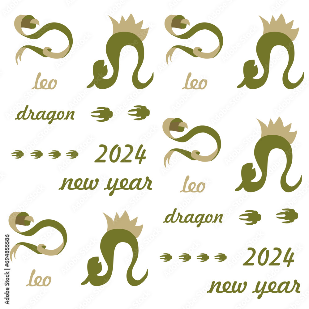 New Year textile pattern with 2024 year of the dragon! Chinese horoscope symbol. Dragon logo. Zodiac signs
New Year textile pattern with 2024 year of the dragon! Chinese horoscope symbol. Dragon logo. Zodiac signs