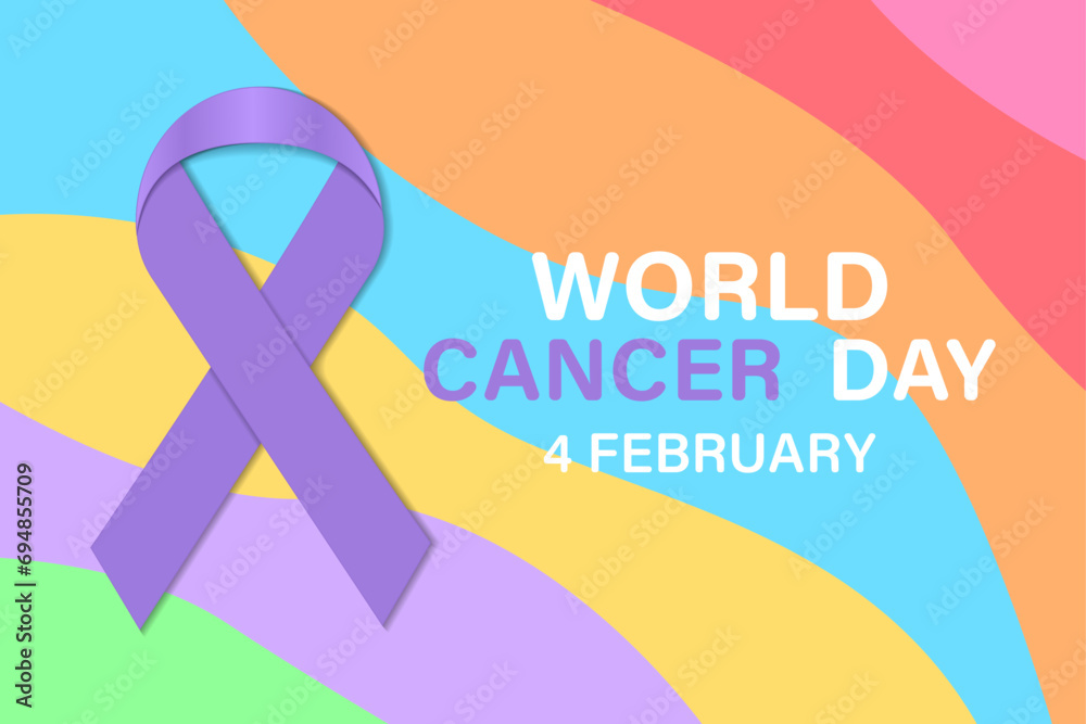 World Cancer Day is celebrated annually on February 4 in order to raise awareness about cancer and promote its prevention, detection and treatment. Vector illustration - obrazy, fototapety, plakaty 