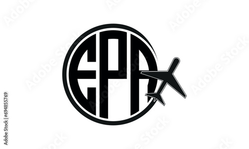 EPA three initial letter circle tour & travel agency logo design vector template. hajj umrah agency, abstract, wordmark, business, monogram, minimalist, brand, company, flat, tourism agency, tourist
