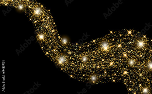 Vector shining gold background with glitter wave on a black background for Christmas celebration party, New Year card, wedding, bachelorette party, baby shower party, birthday, casino.