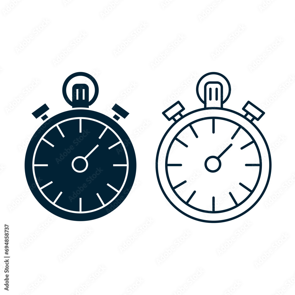 Stopwatch flat and line icon. Isolated vector illustration. Stopwatch flat and line icon. Isolated vector illustration.