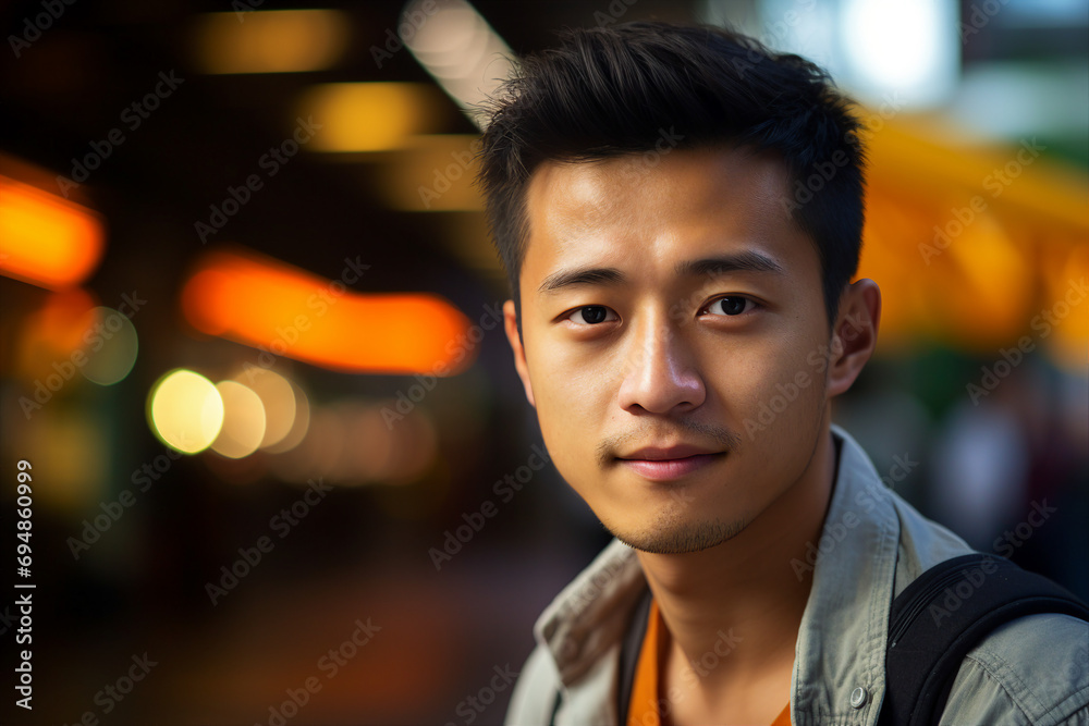 Fototapeta premium Generative AI portrait of young person sitting dreamy in aroma cafeteria enjoying morning coffee
