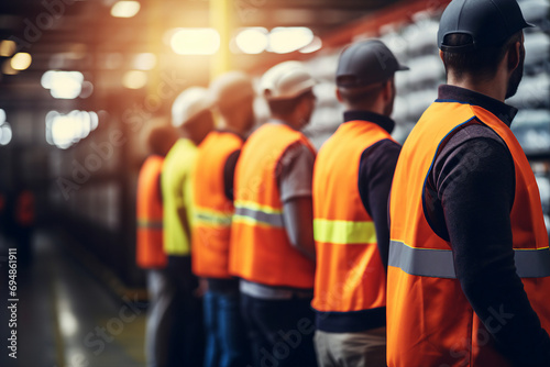 Picture of a professional factory worker wearing hard hat and work clothes generative ai