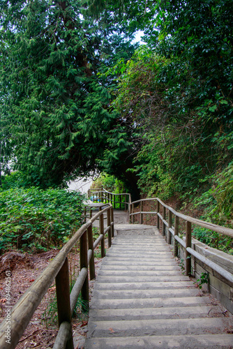 View of stairs leading to Wreck Beach in Vancouver.