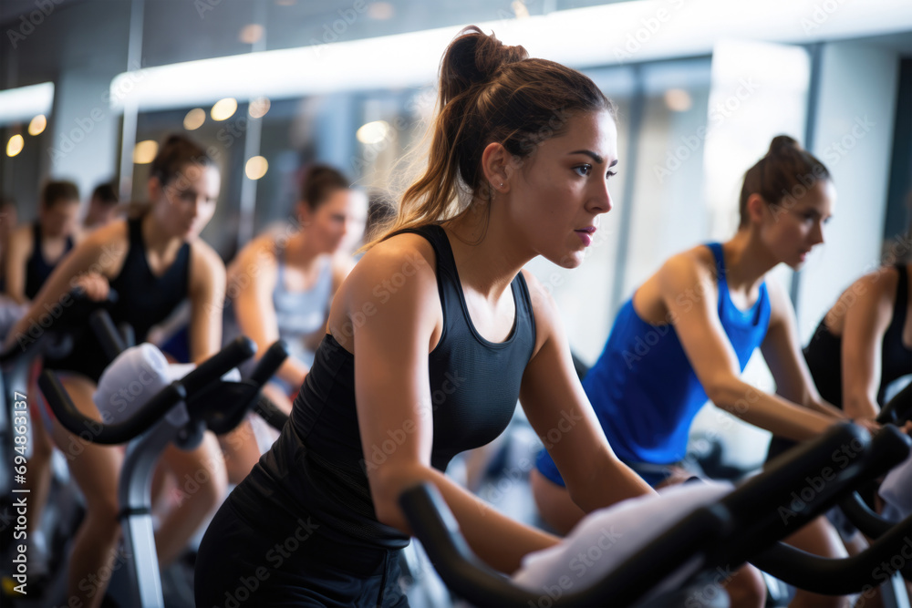 Gymgoers Sweating It Out During Intense Exercise Session