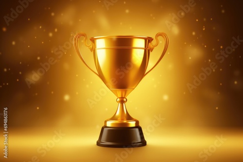 Shiny Golden Trophy Cup Isolated With Transparency White Background