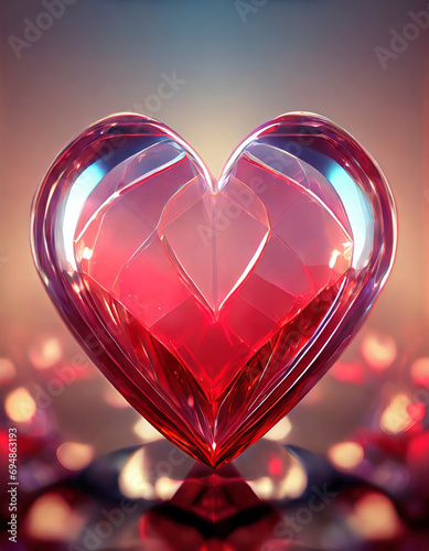 Kartka z ogromnym czerwonym sercem. Walentynki. Generative AI