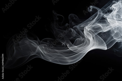 White Smoke Delicately Wafts On Dark Isolated Canvas