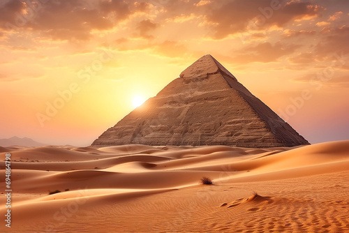 Great Piramid and desert in Giza  Egypt.