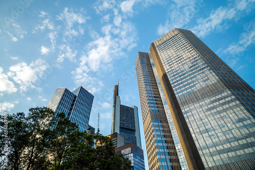 View on the financial district in Frankfurt city, Germany