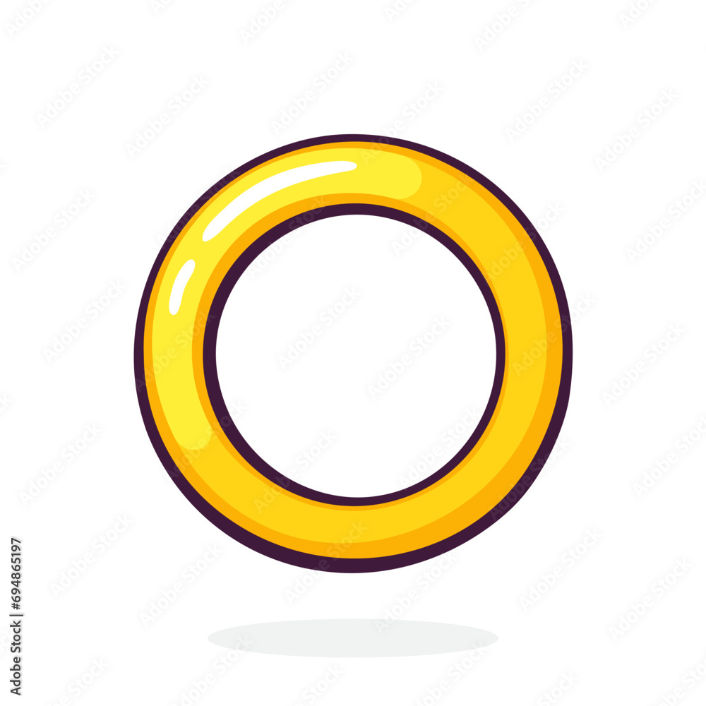 Golden wedding ring. Ceremonial wedding band. Vector illustration. Hand Drawn Cartoon Clipart with Outline. Isolated on white background Golden wedding ring. Ceremonial wedding band. Vector illustration. Hand Drawn Cartoon Clipart with Outline. Isolated on white background