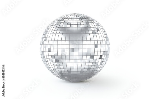 Isolated Silver Disco Mirror Ball White Background