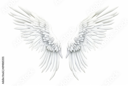 Isolated White Angel Wing For Design Purposes White Background