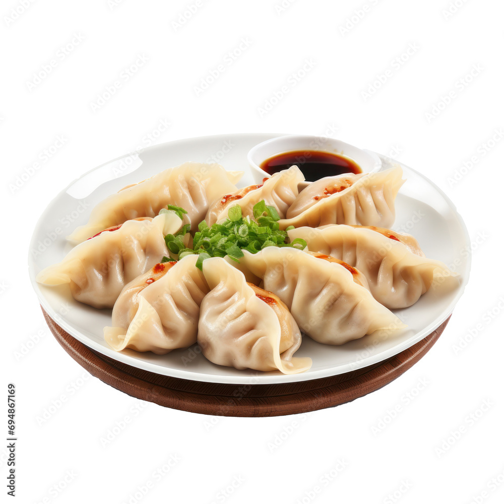 Chinese dumplings with soy sauce, on transparent background. Chinese dumplings with soy sauce, on transparent background.