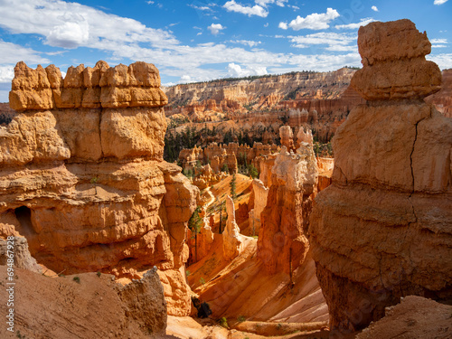 Red rock formations known as hoodoos in Bryce Canyon National Park, Utah photo