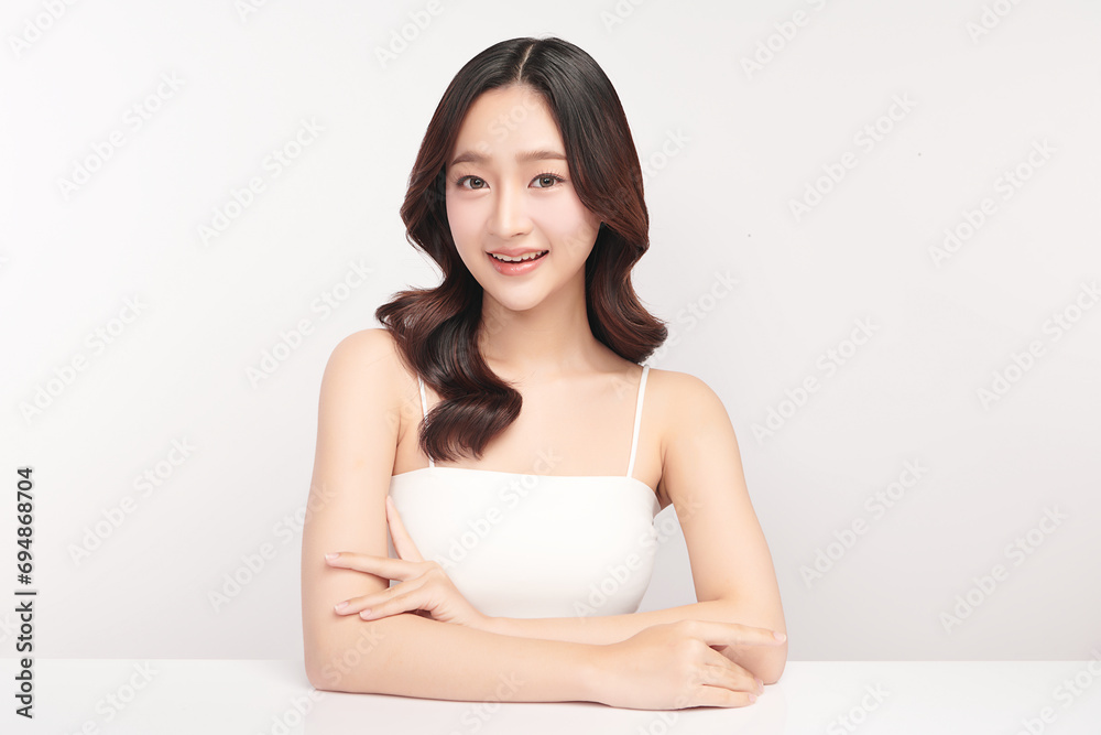Beautiful young asian woman with clean fresh skin on white background, Face care, Facial treatment, Cosmetology, beauty and spa, Asian women portrait. Beautiful young asian woman with clean fresh skin on white background, Face care, Facial treatment, Cosmetology, beauty and spa, Asian women portrait.