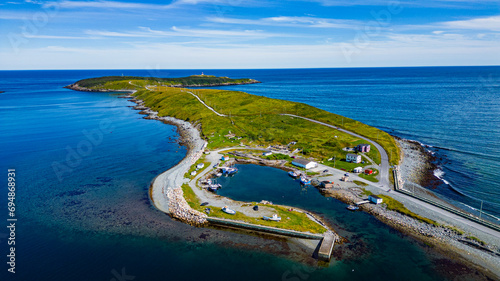Aerial of the island near Ferryland, Avalon Peninsula, Newfoundland, Canada photo