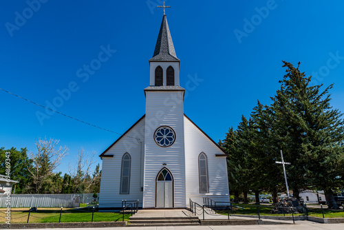 Old church in Fort Macleod near the UNESCO site of Head Smashed in Buffalo Jump, Alberta, Canada photo