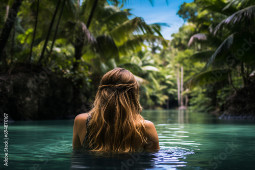 Generative AI portrait of beautiful landscape summer paradise exotic island traveler joy © Tetiana