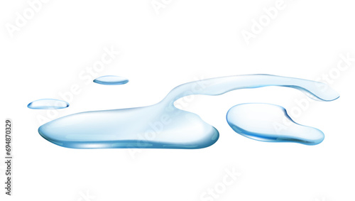3D Water Drop On White Floor Isolated