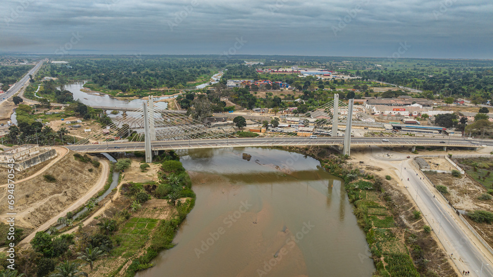 Aerial of the bridge over Catumbela, Benguela, Angola Aerial of the bridge over Catumbela, Benguela, Angola