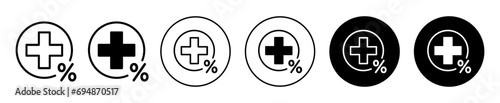 Discount bonus icon. shopping deal coupon of percent discount bonus point on healthcare tariff symbol set. special discount bonus loyalty point on purchase reward vector icon