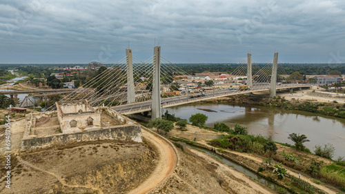 Aerial of the bridge over Catumbela, Benguela, Angola photo